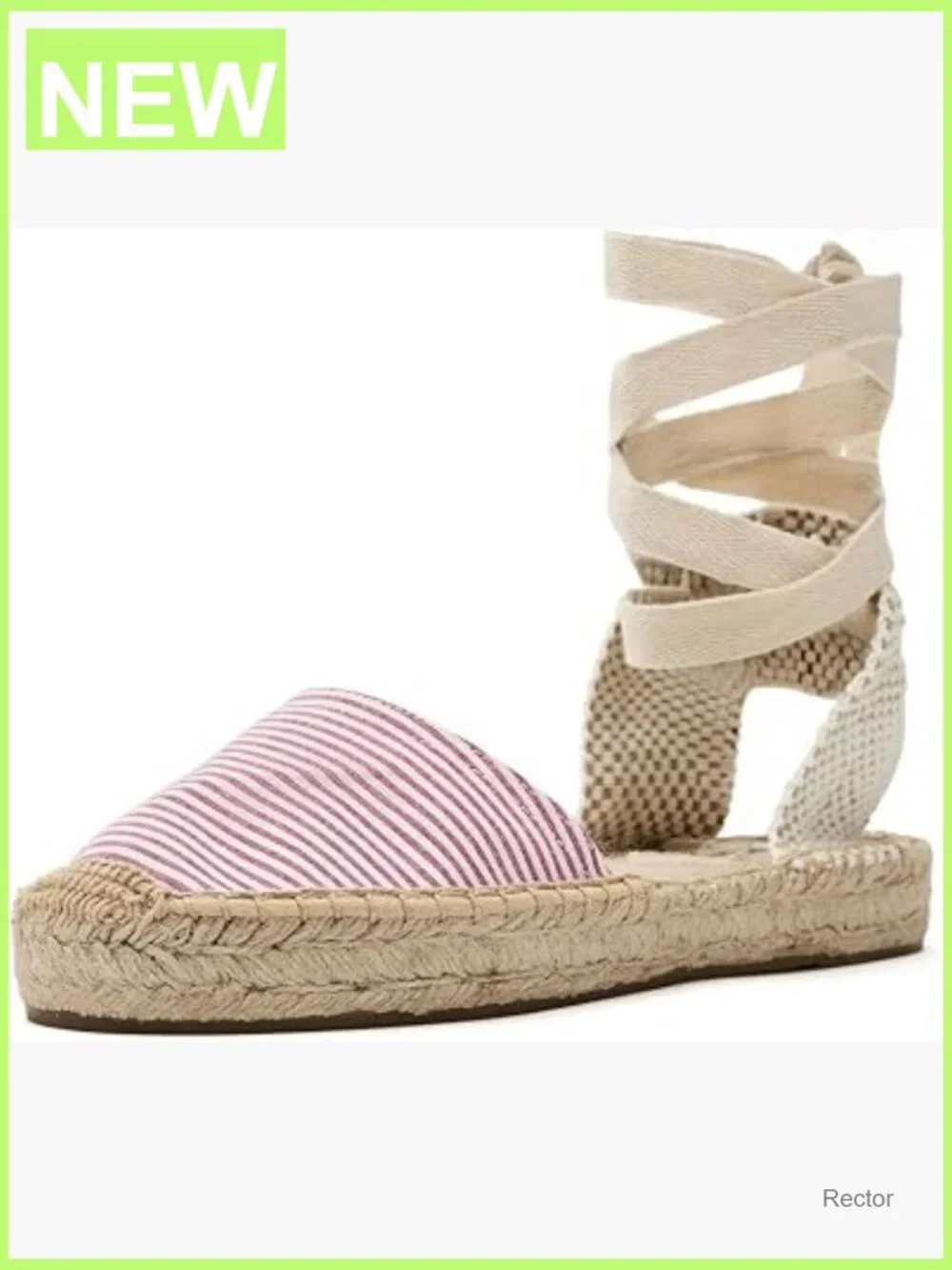 Espadrille Lace-Up Flats Women's Flat Sandals Tie-Up Jute Sole Handcrafted